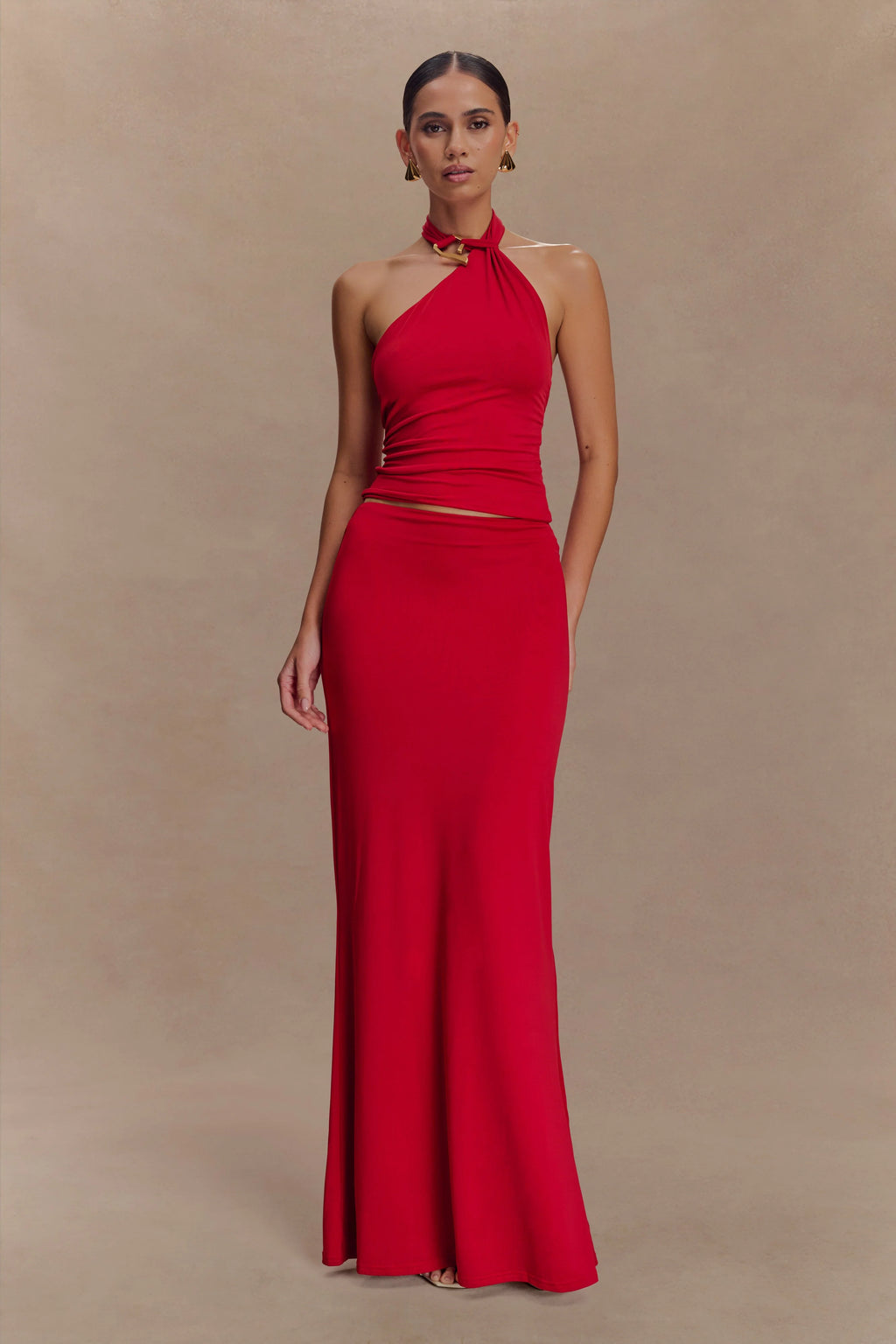 Mariposa Slinky Halter Top - Red
