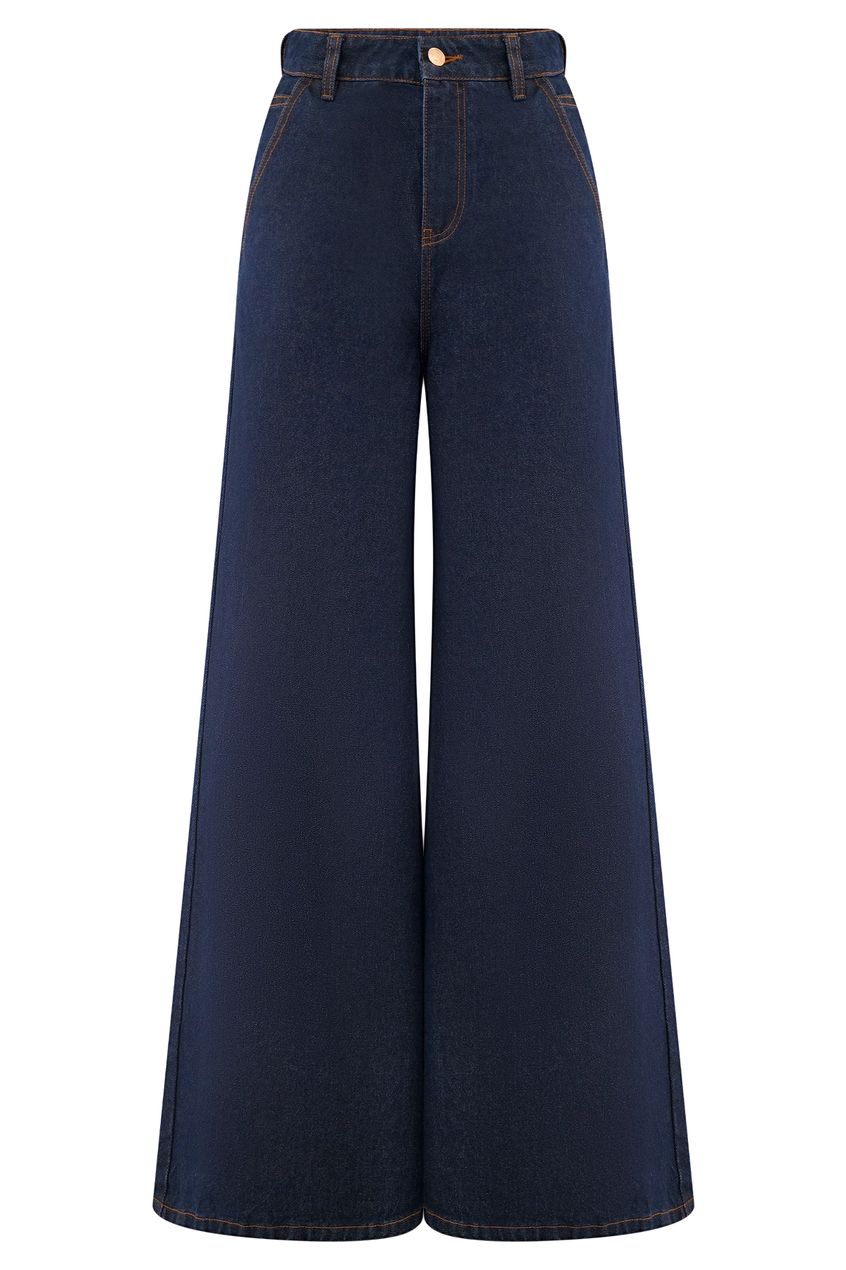 Jen Wide Leg Flare Denim Jeans - Indigo Blue