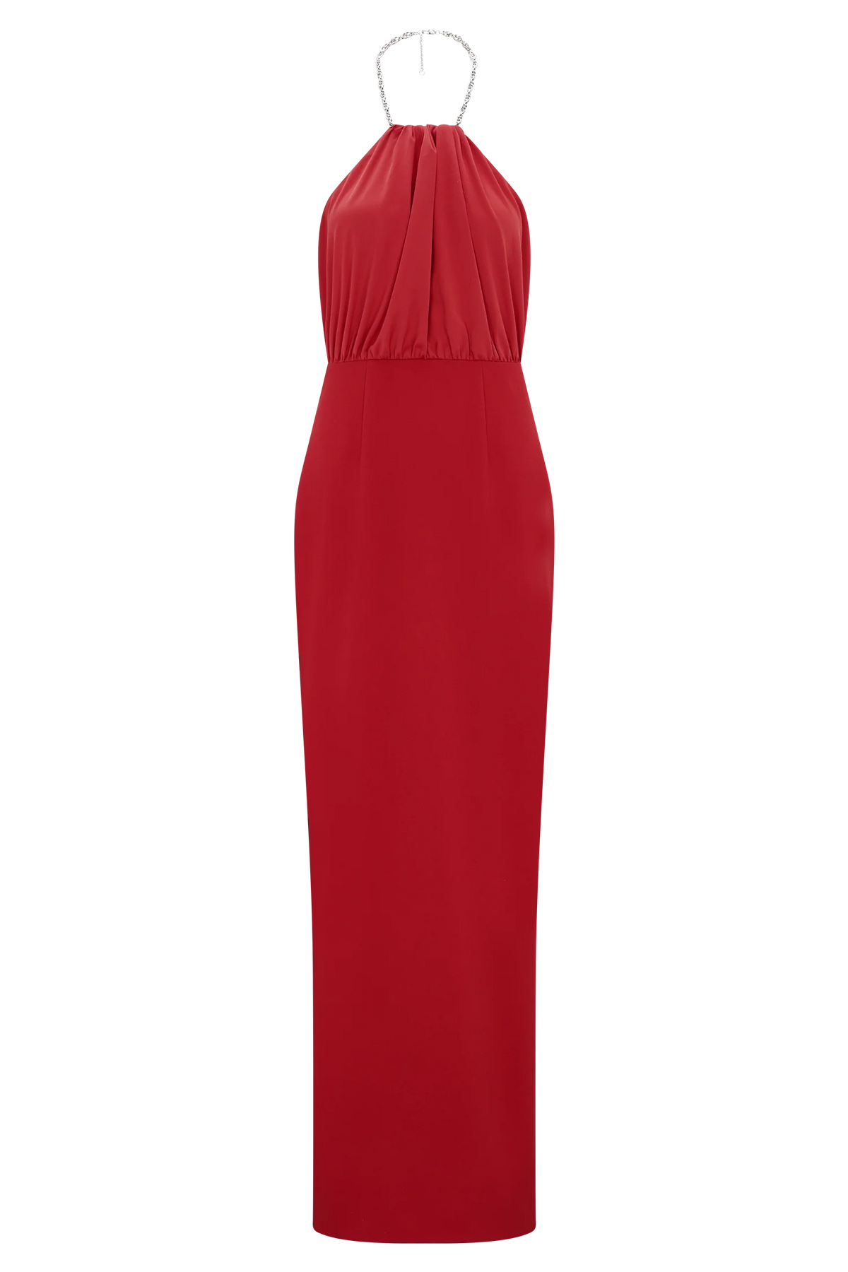 Elina Satin Necklace Maxi Dress - Red