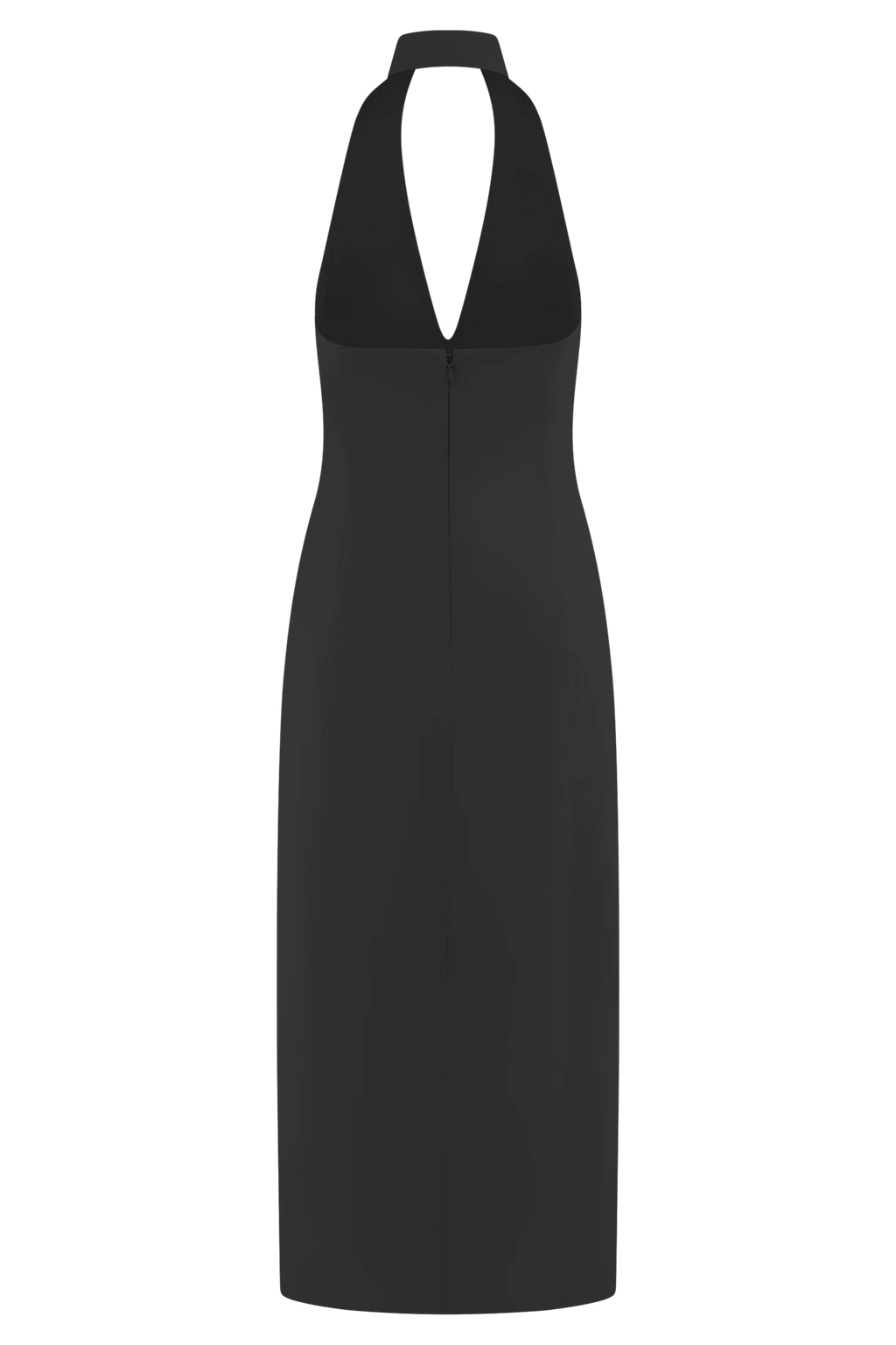 Simona Halter Neck Midi Dress - Black