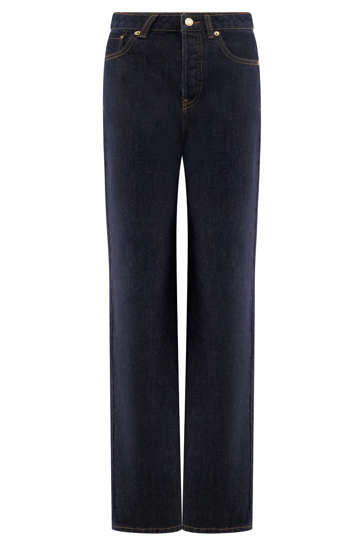 Janine High Waisted Straight Leg Jeans - Washed Indigo Blue