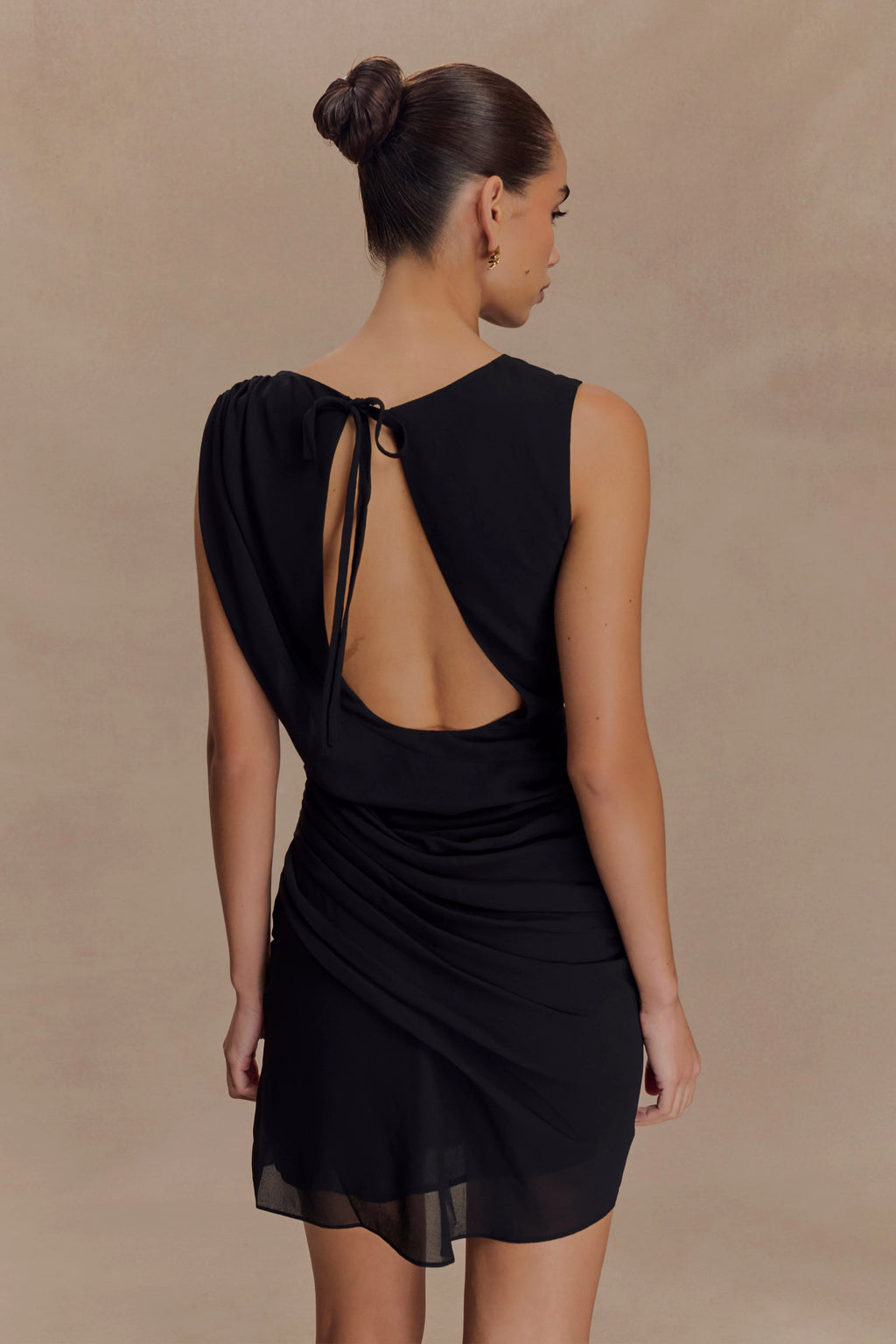 Oria Chiffon Mini Dress - Black