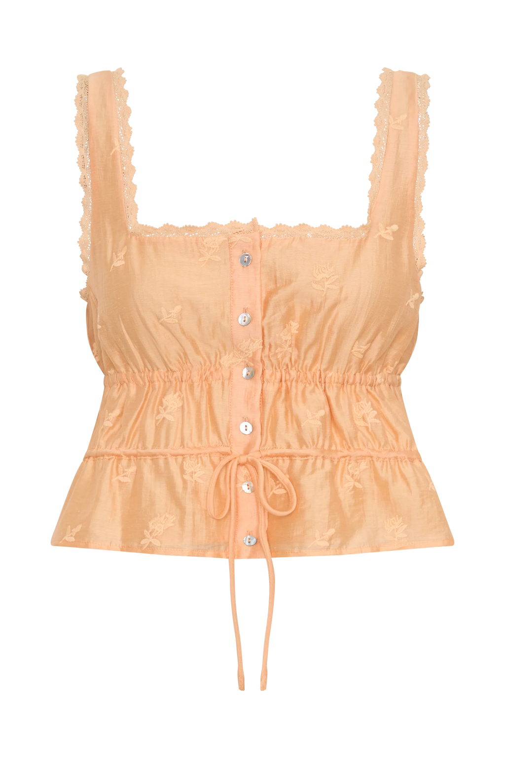 Vivian Embroidered Sleeveless Top - Orange