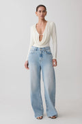 Ren Cowl Long Sleeve Slinky Bodysuit - Ivory