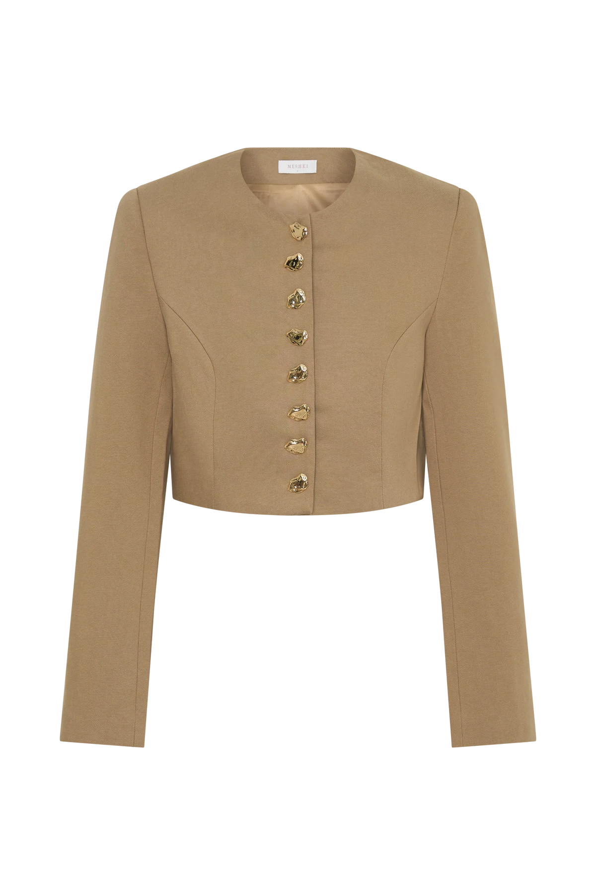 Marielle Button Up Cropped Jacket - Taupe