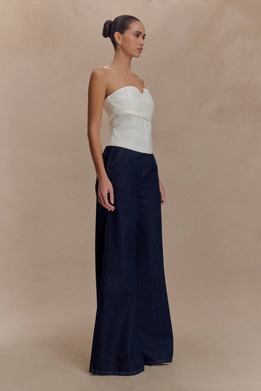 Zillah Strapless Cotton Top - White