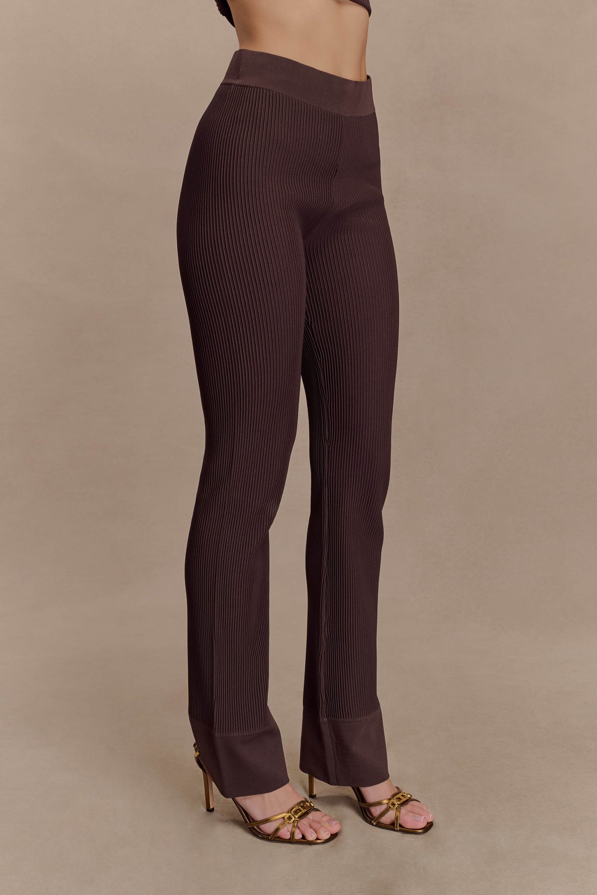 Elodie Ribbed Knit Pants - Chocolate