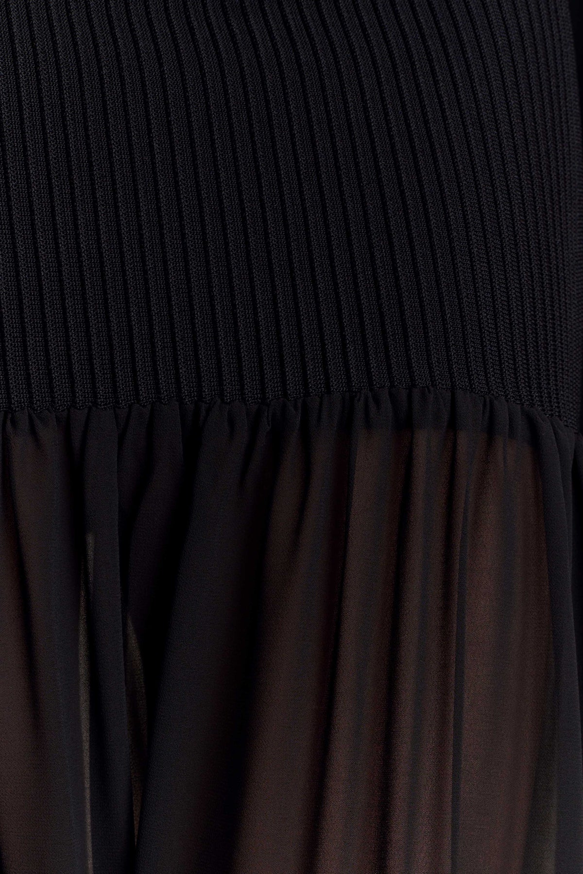 Haille Knit Chiffon Maxi Dress - Black