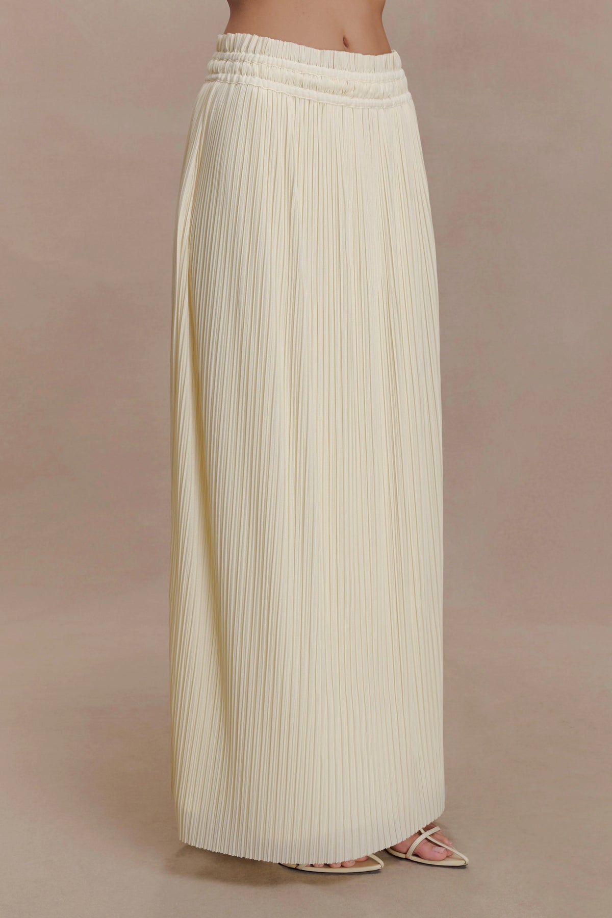 Amaris Gathered Plisse Maxi Skirt - Lemon