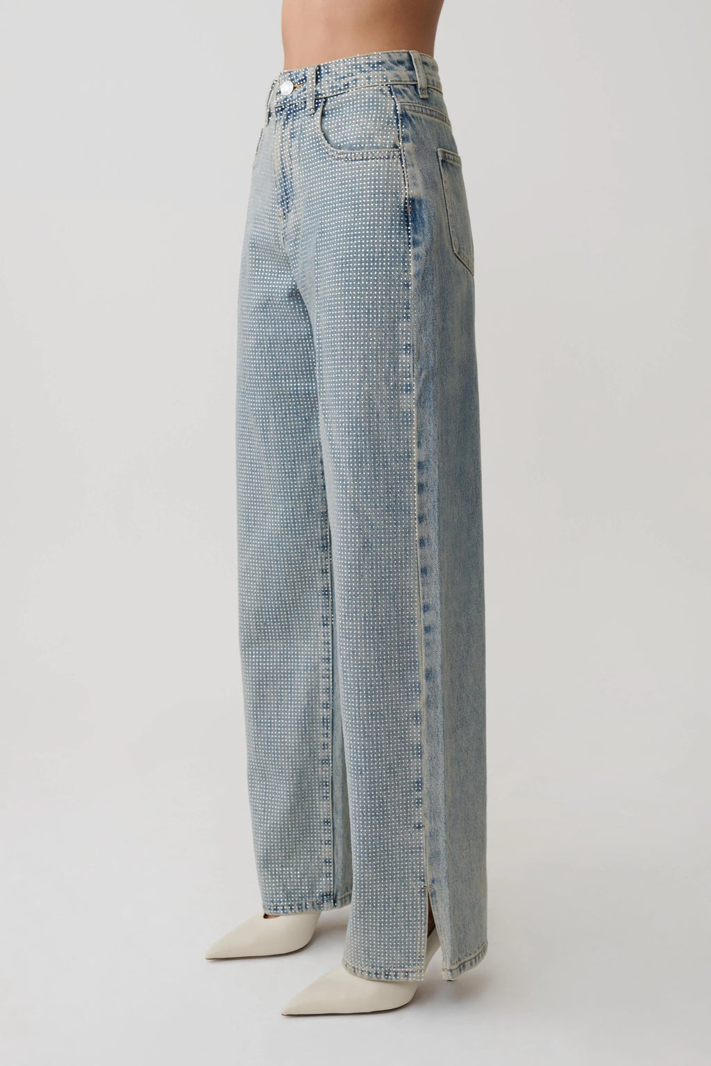 Tyla Diamante Denim Jeans - Blue/Green