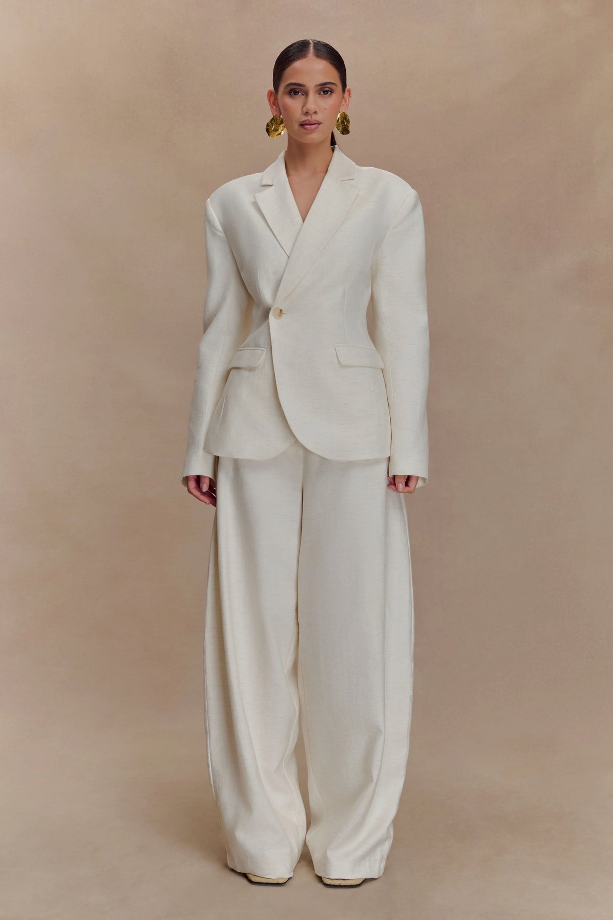 Cyrene Linen Wide Leg Pants - Oat Marle