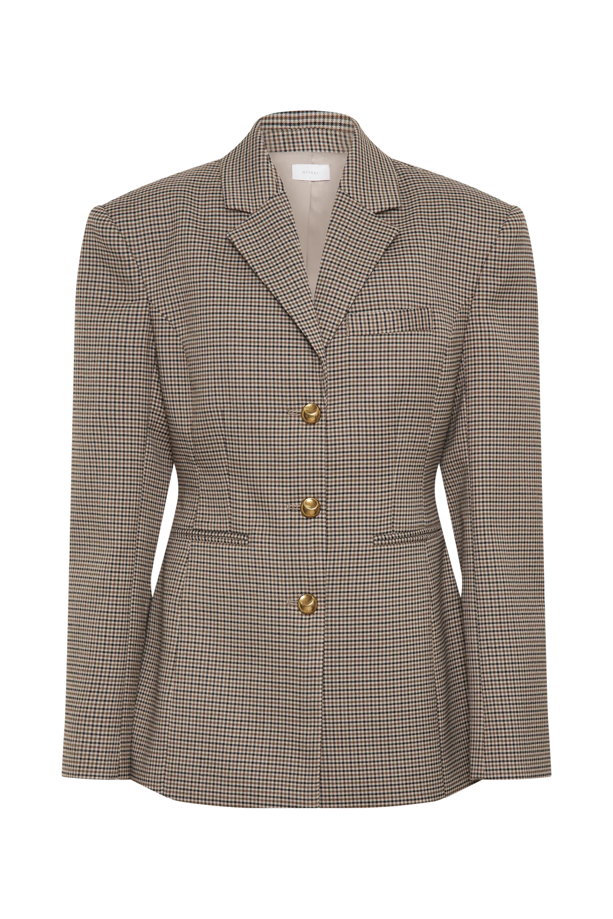 Mila Shaped Blazer - Tan Check