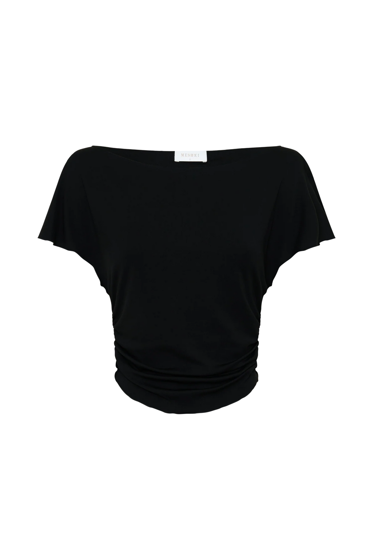 Talise Modal Flounce Short Sleeve Top - Black