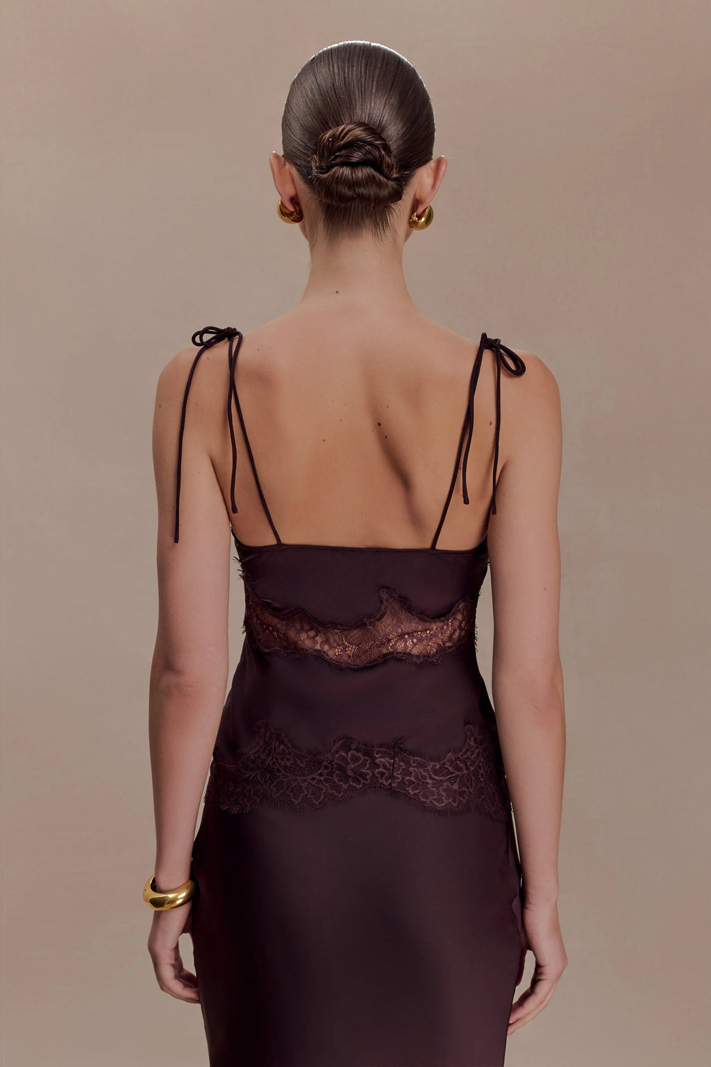 Nina Satin And Lace Camisole - Chocolate