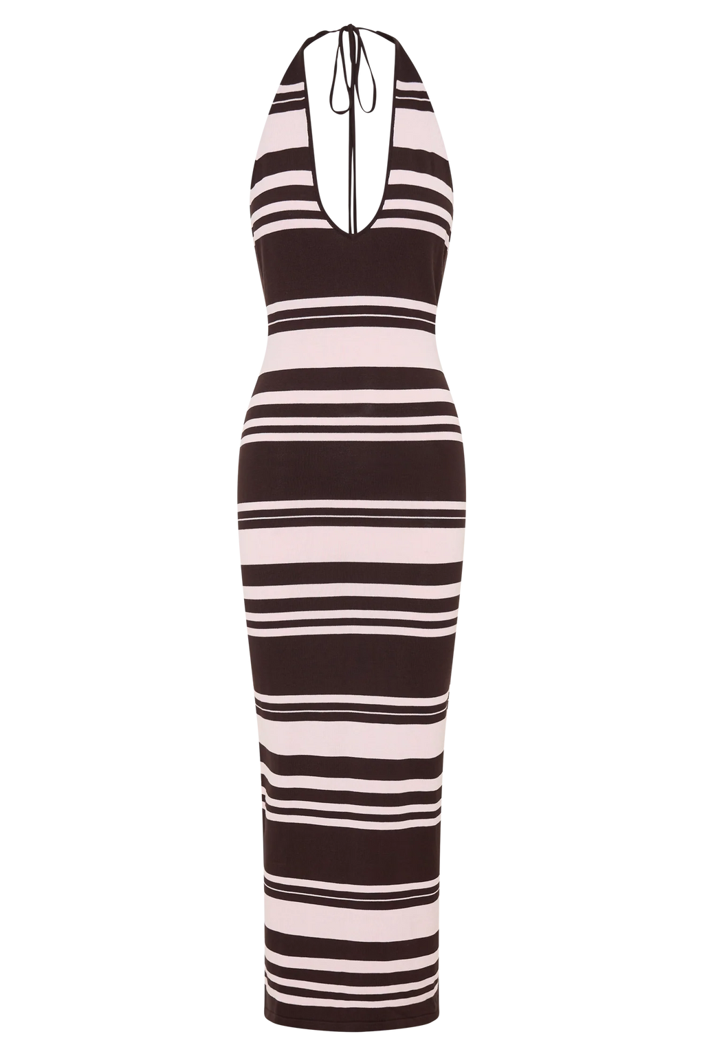 Brienne Stripe Midi Dress - Pink/Chocolate