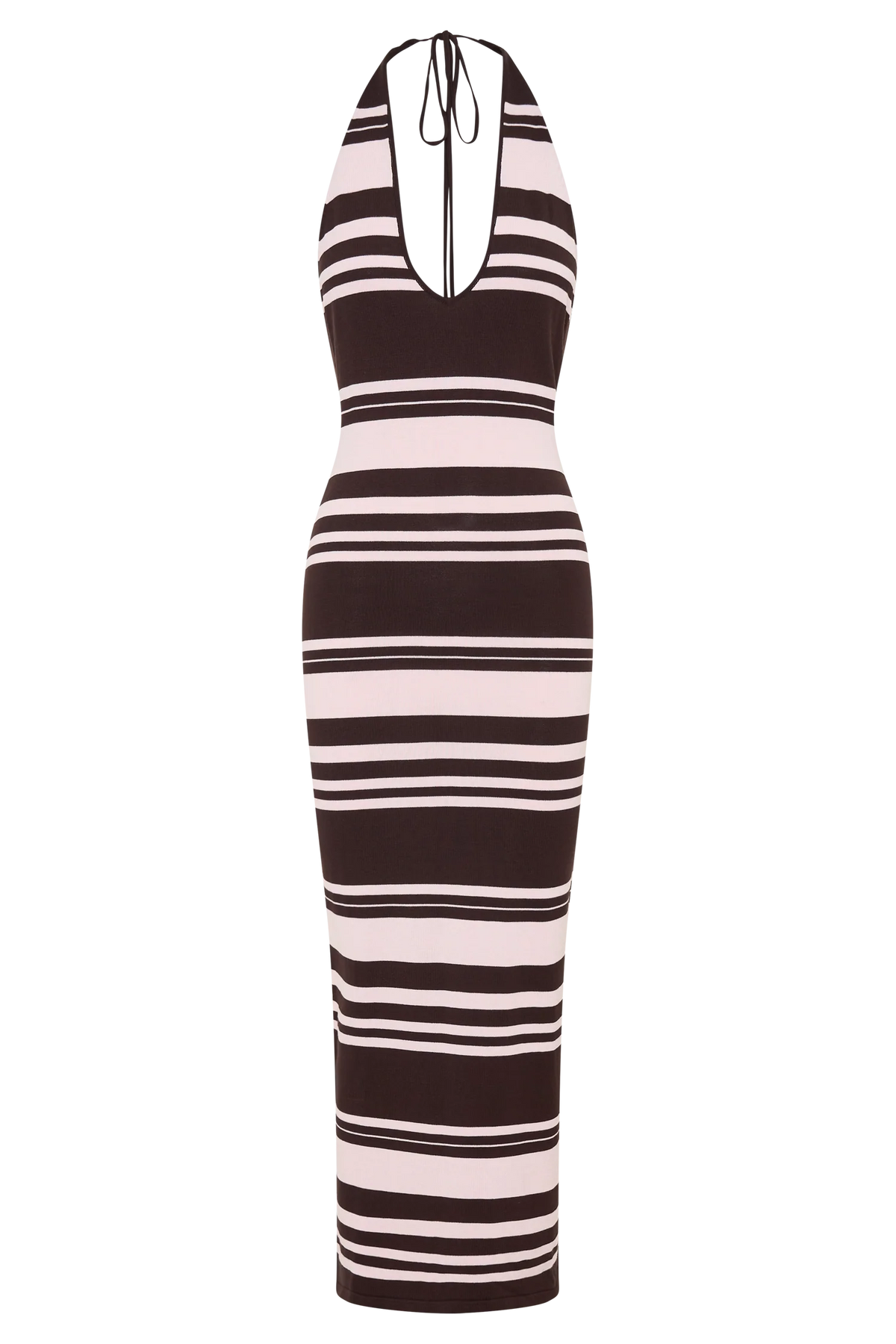 Brienne Stripe Midi Dress - Pink/Chocolate