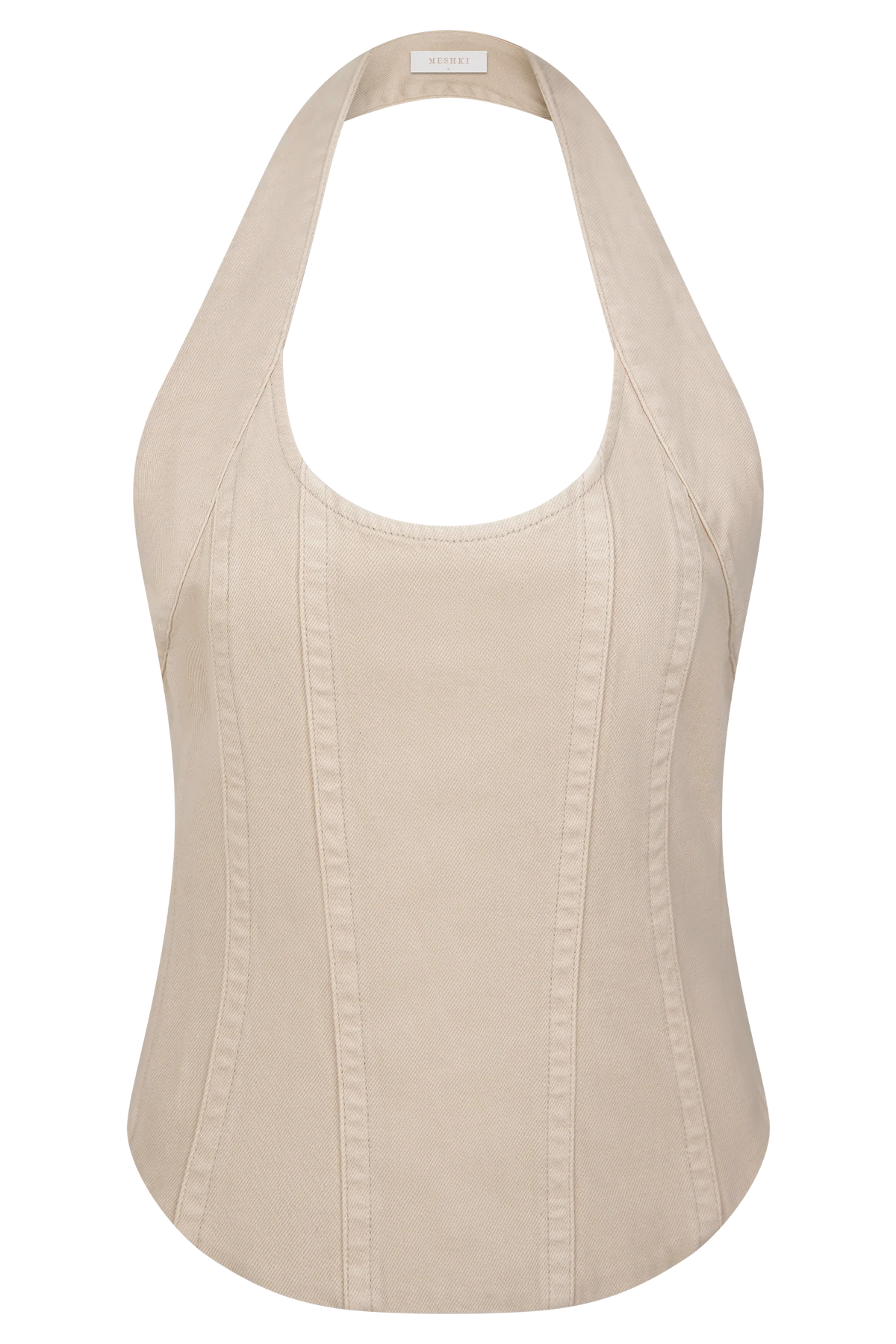 Meadow Denim Corset Halter Top - Stone Wash