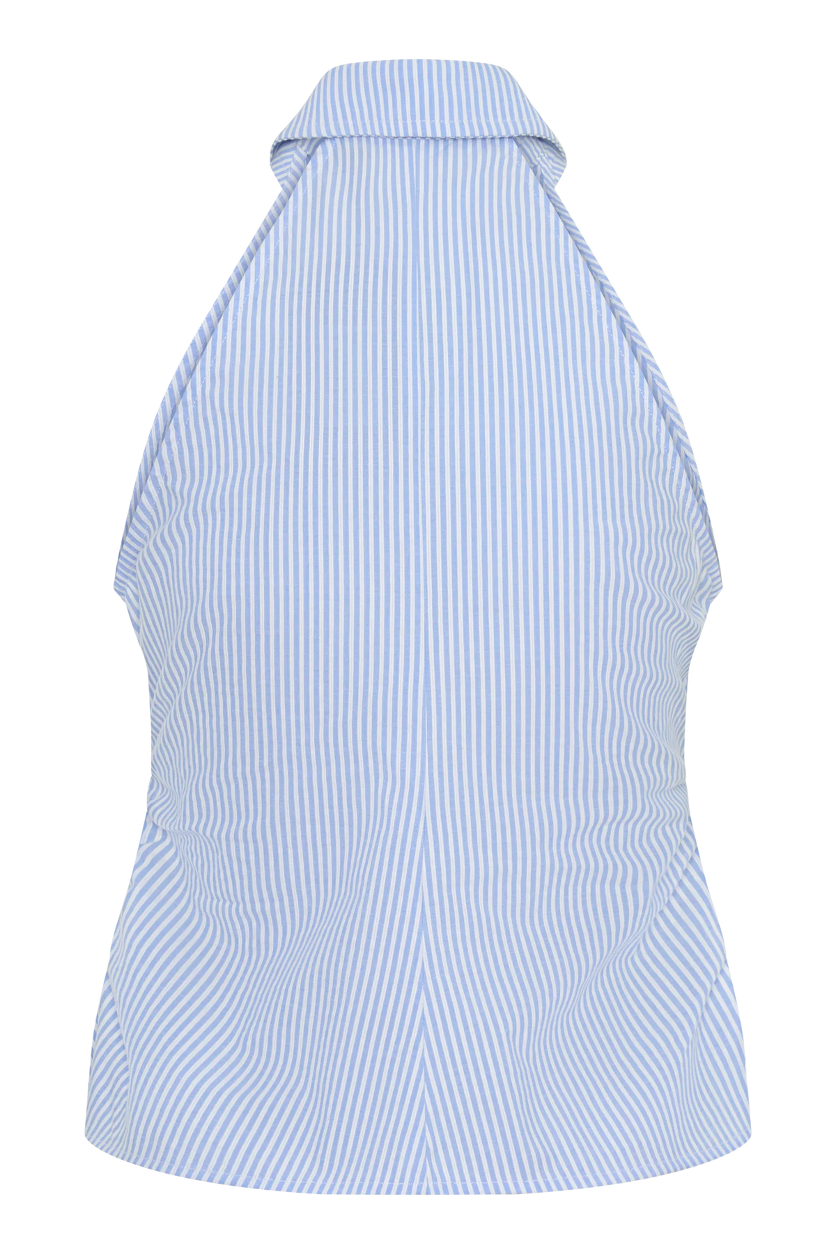 Allison Halter Sleeveless Shirt - Blue Pinstripe