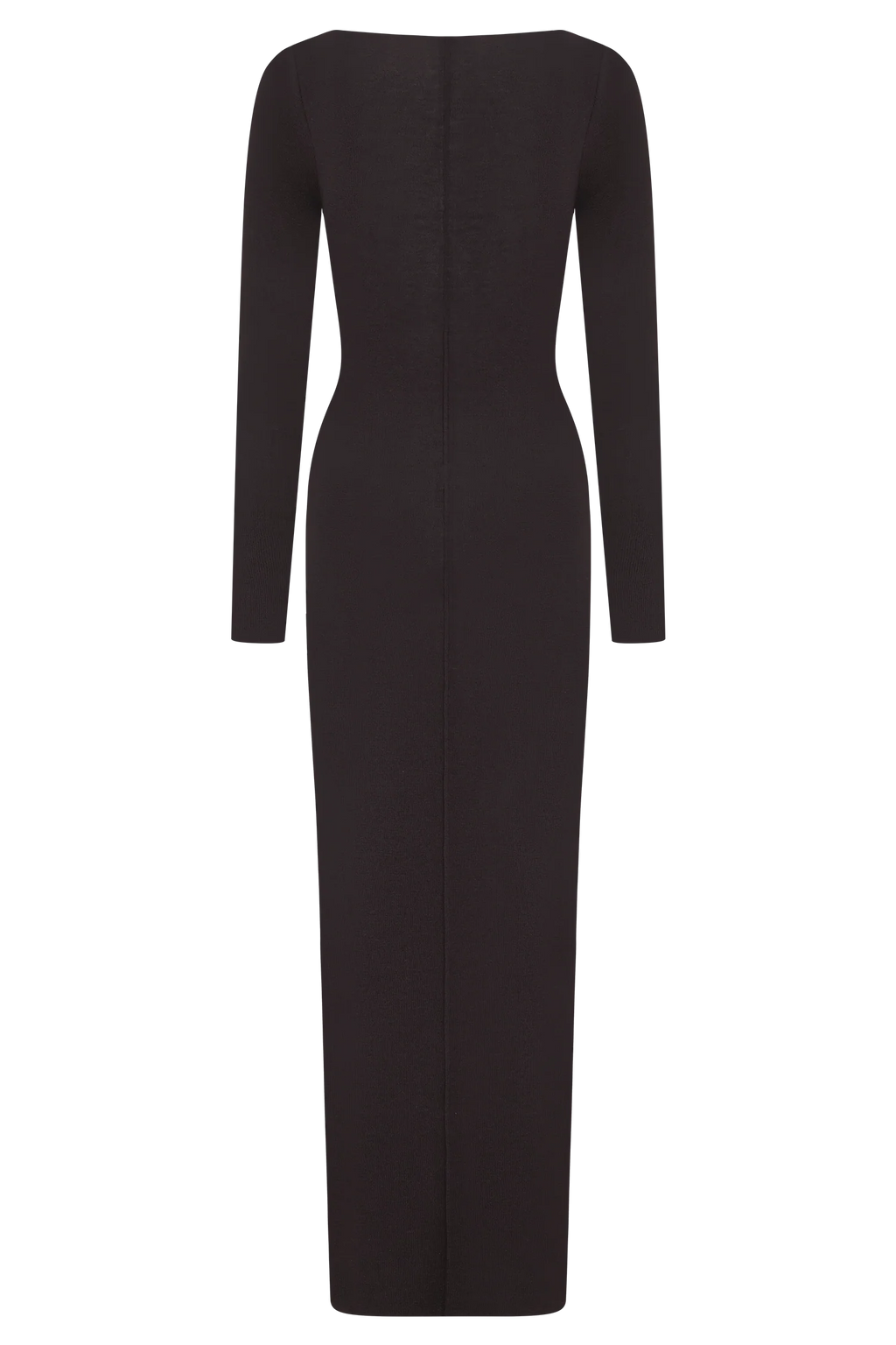 Cleona Merino Wool Ribbed Long Sleeve Maxi Dress - Deep Chocolate