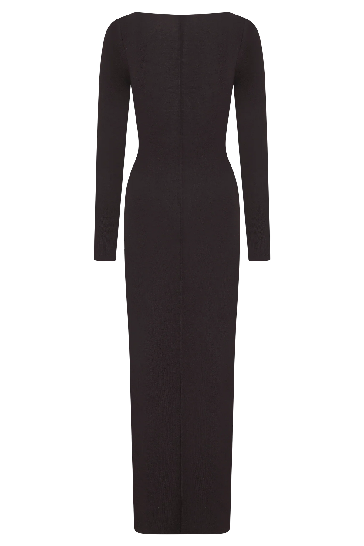 Cleona Merino Wool Ribbed Long Sleeve Maxi Dress - Deep Chocolate