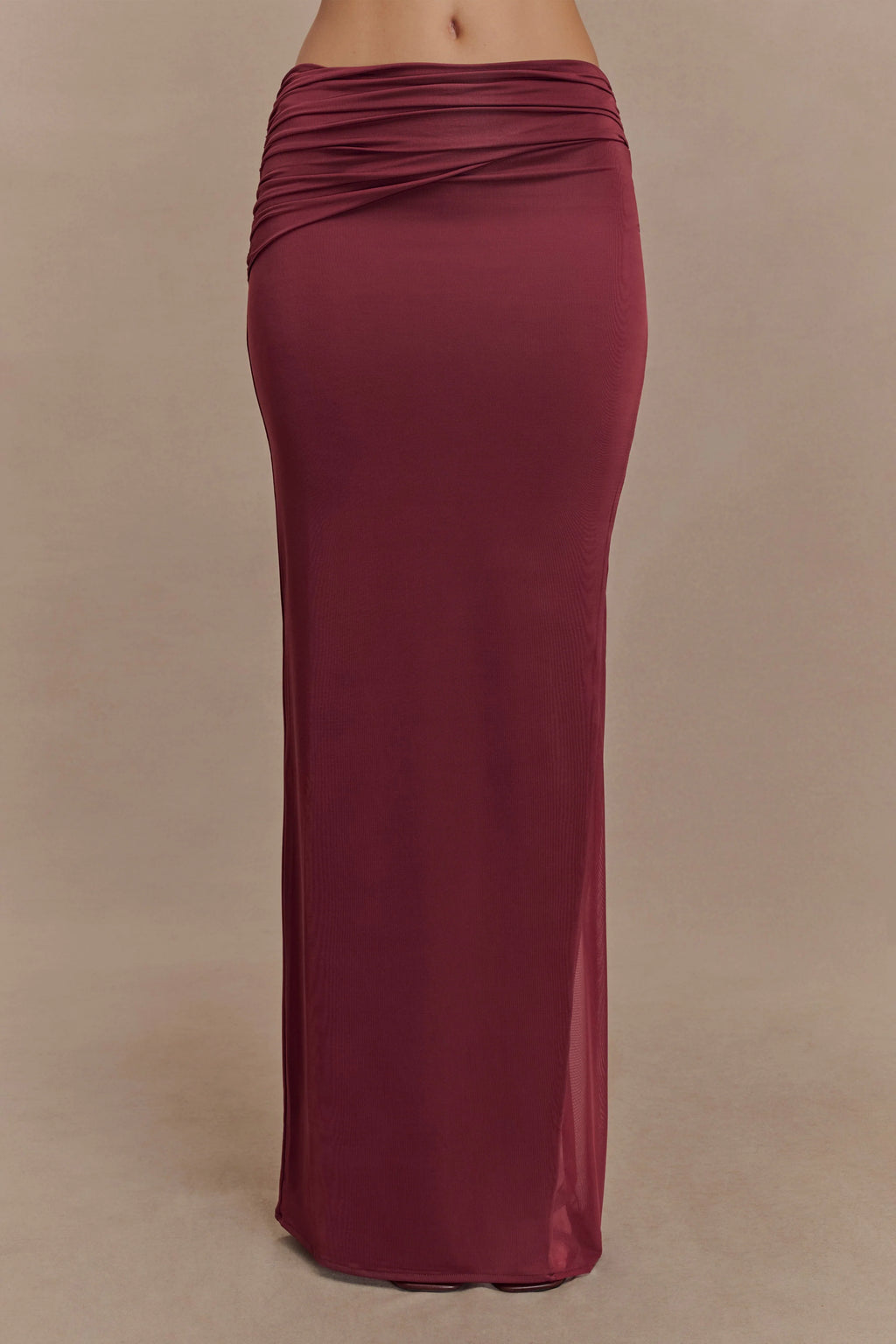 Judy Slinky And Mesh Maxi Skirt - Wine