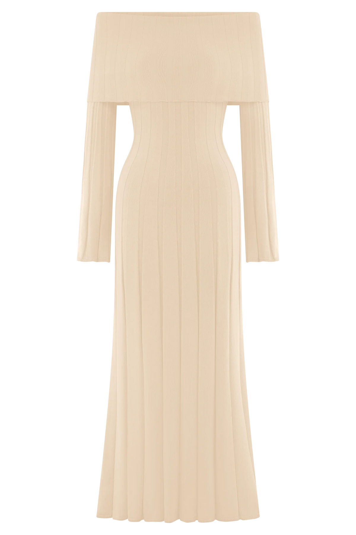 Alonza Long Sleeve Knit Midi Dress - Cream