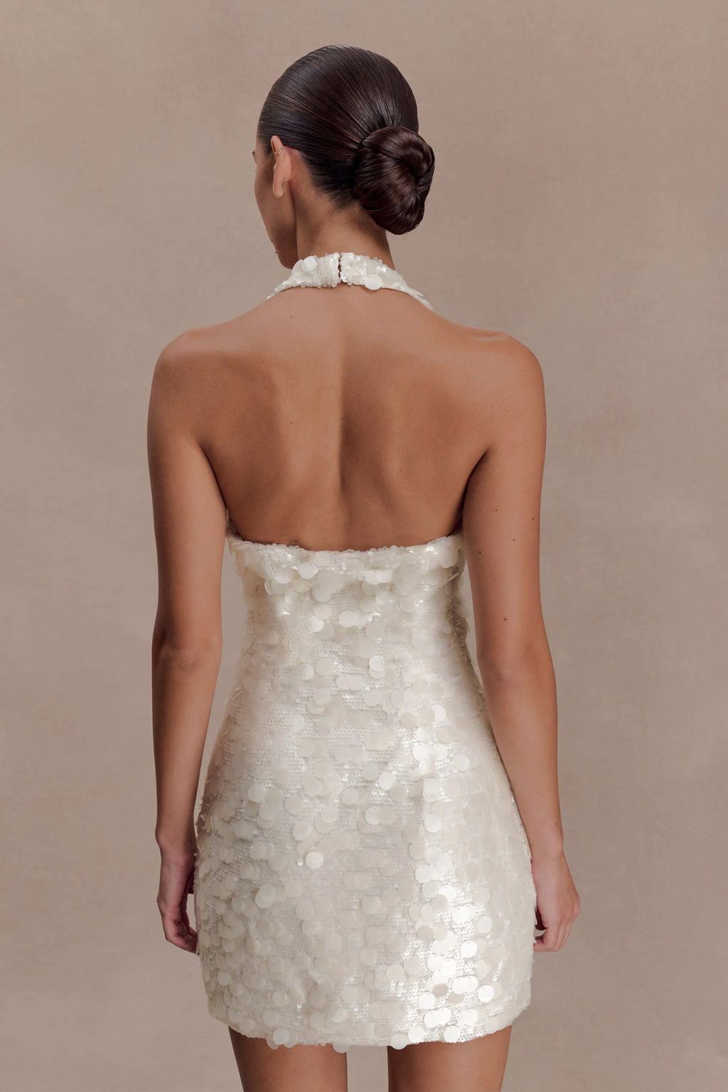 Caralee Sequin Halter Mini Dress - Ivory