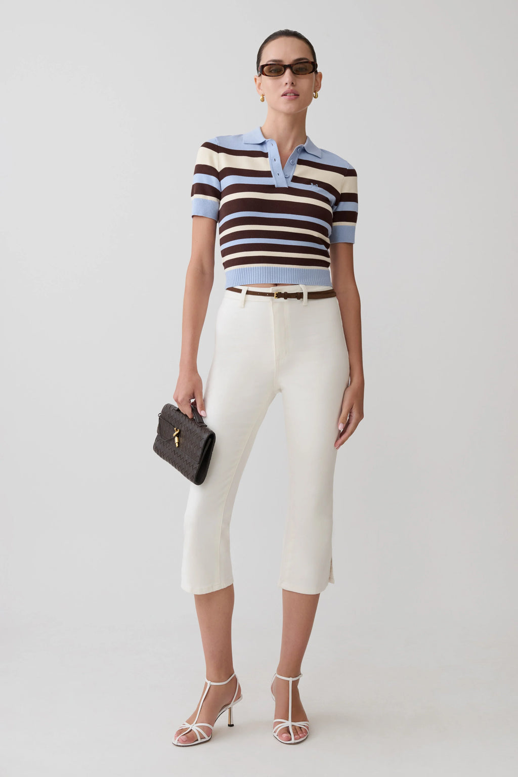 Mary Denim Capris - White