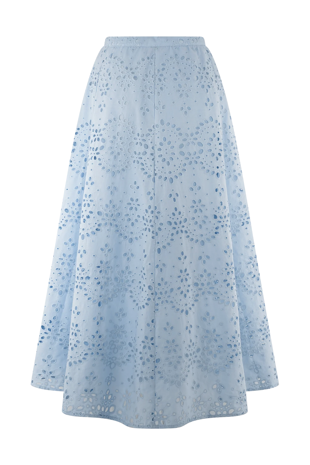 Arla Broderie Midi Skirt - Pale Cornflower Blue