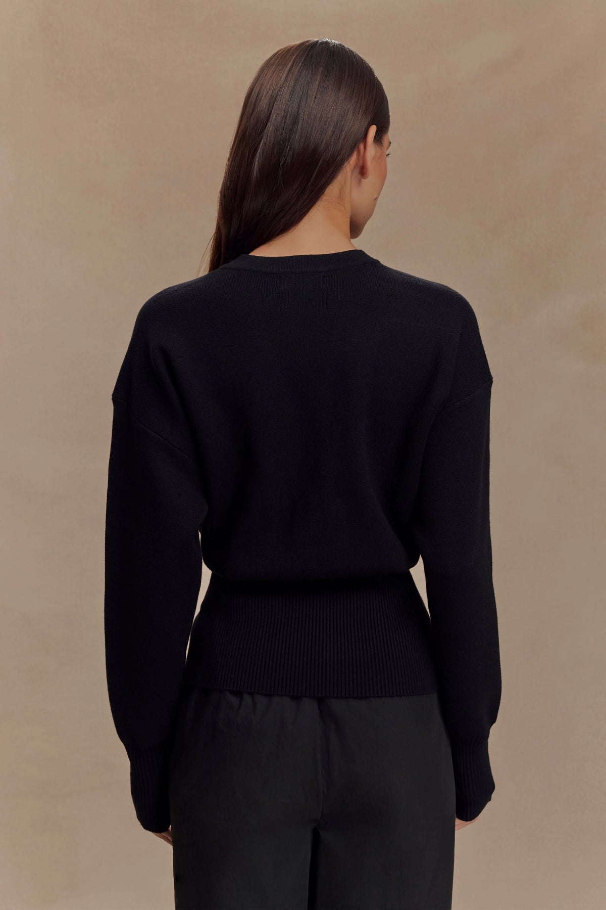 Alexia Buttoned Oversized Cardigan - Black