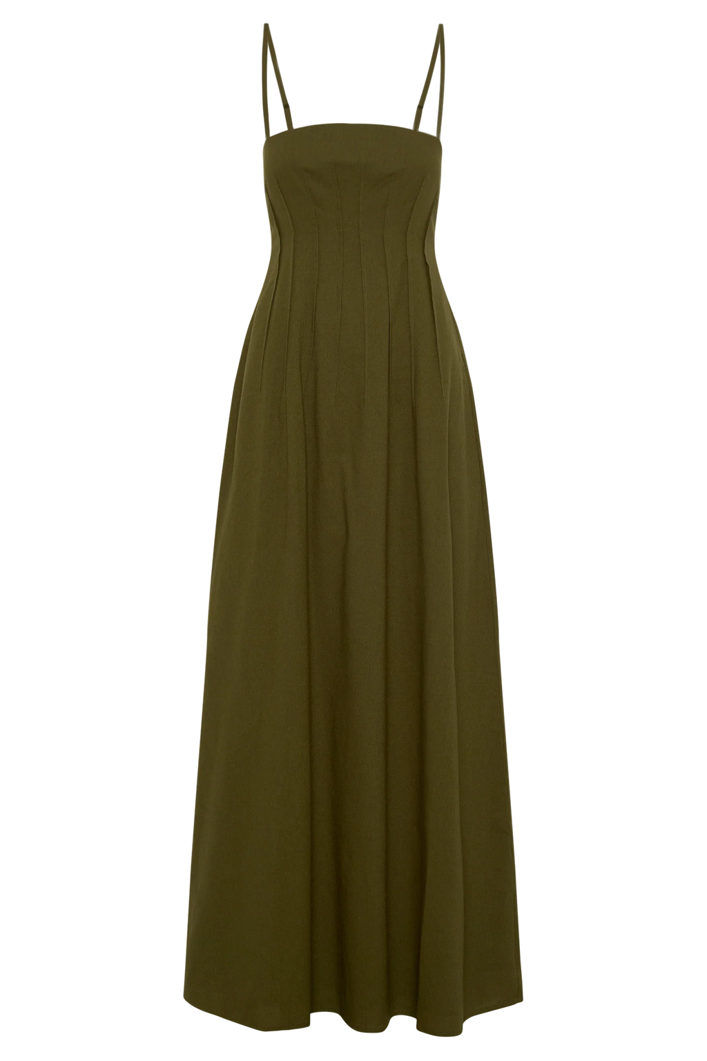 Sofie Pintuck Linen Maxi Dress - Khaki