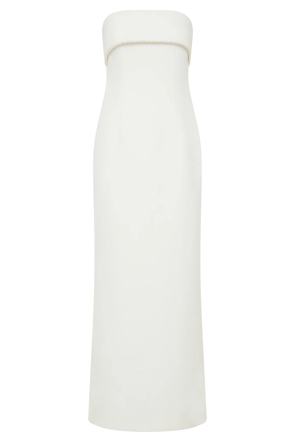 Sloane Strapless Maxi Dress With Pearls - White