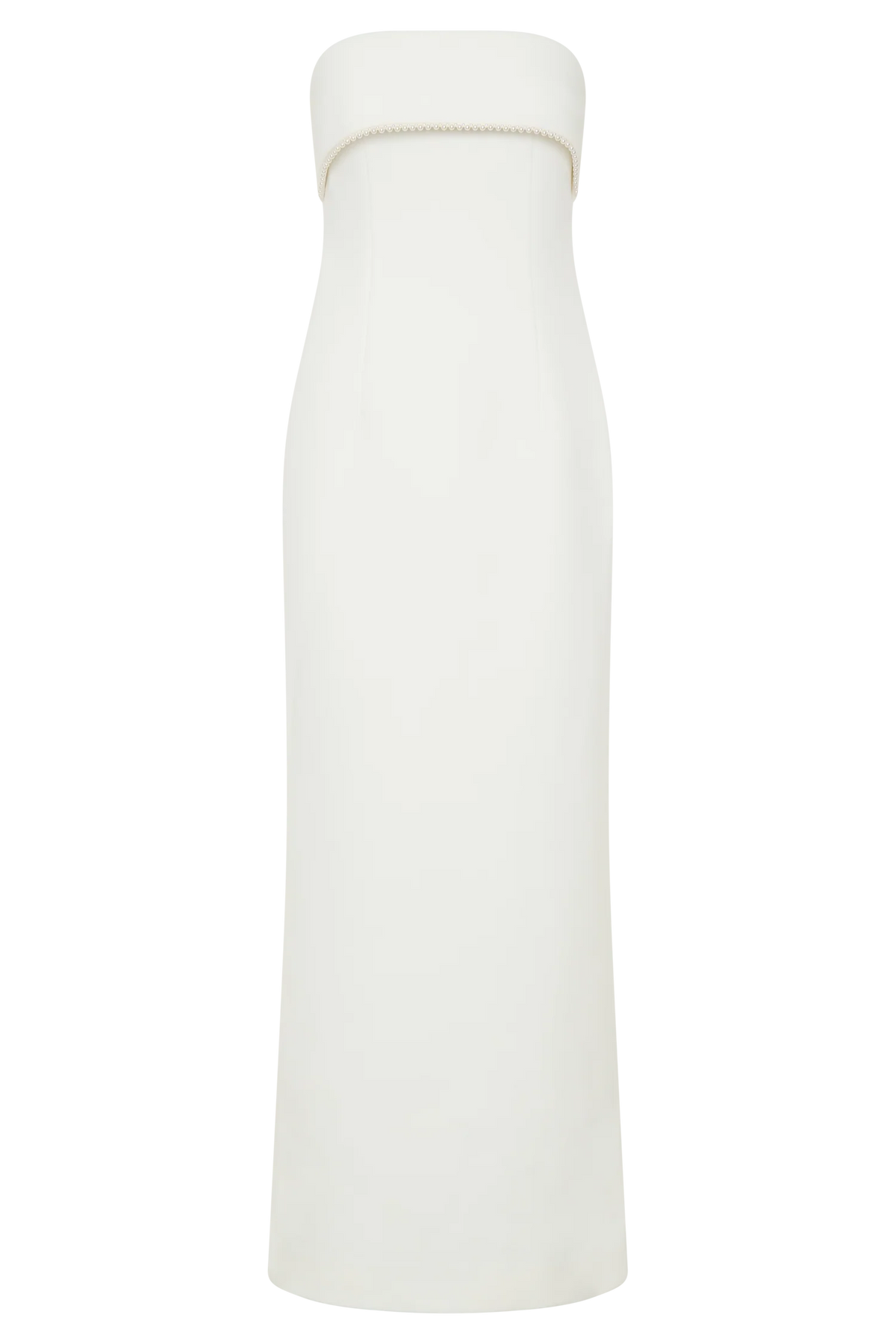 Sloane Strapless Maxi Dress With Pearls - White