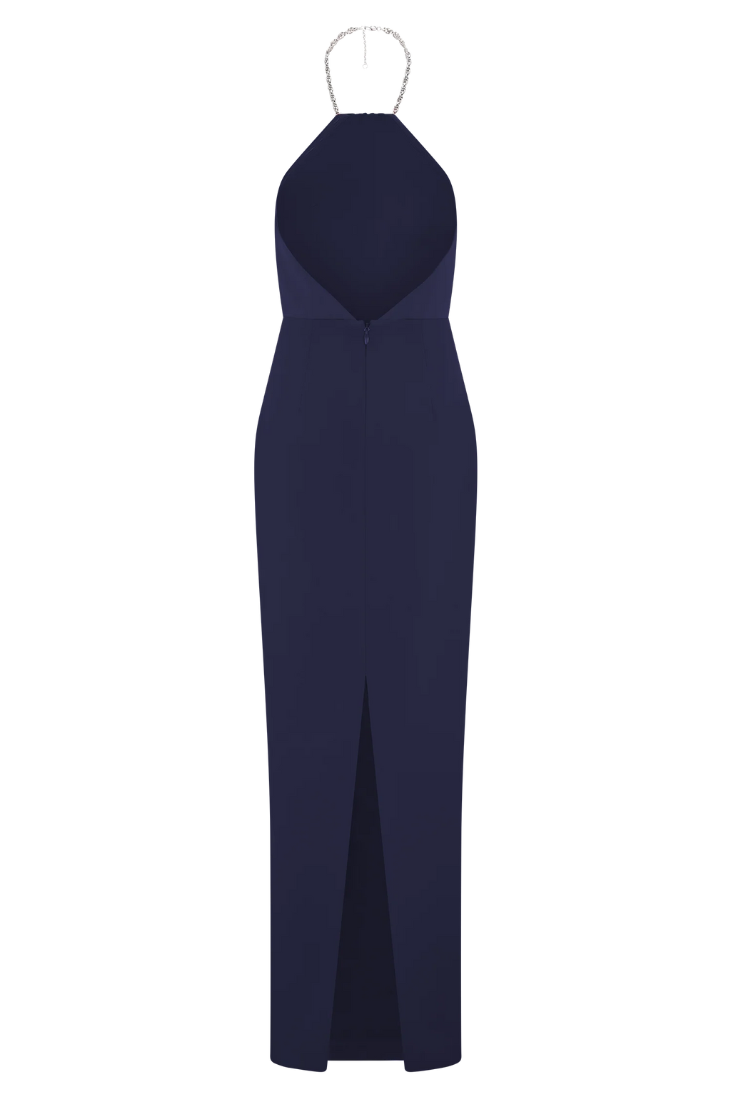 Elina Satin Necklace Maxi Dress - Navy