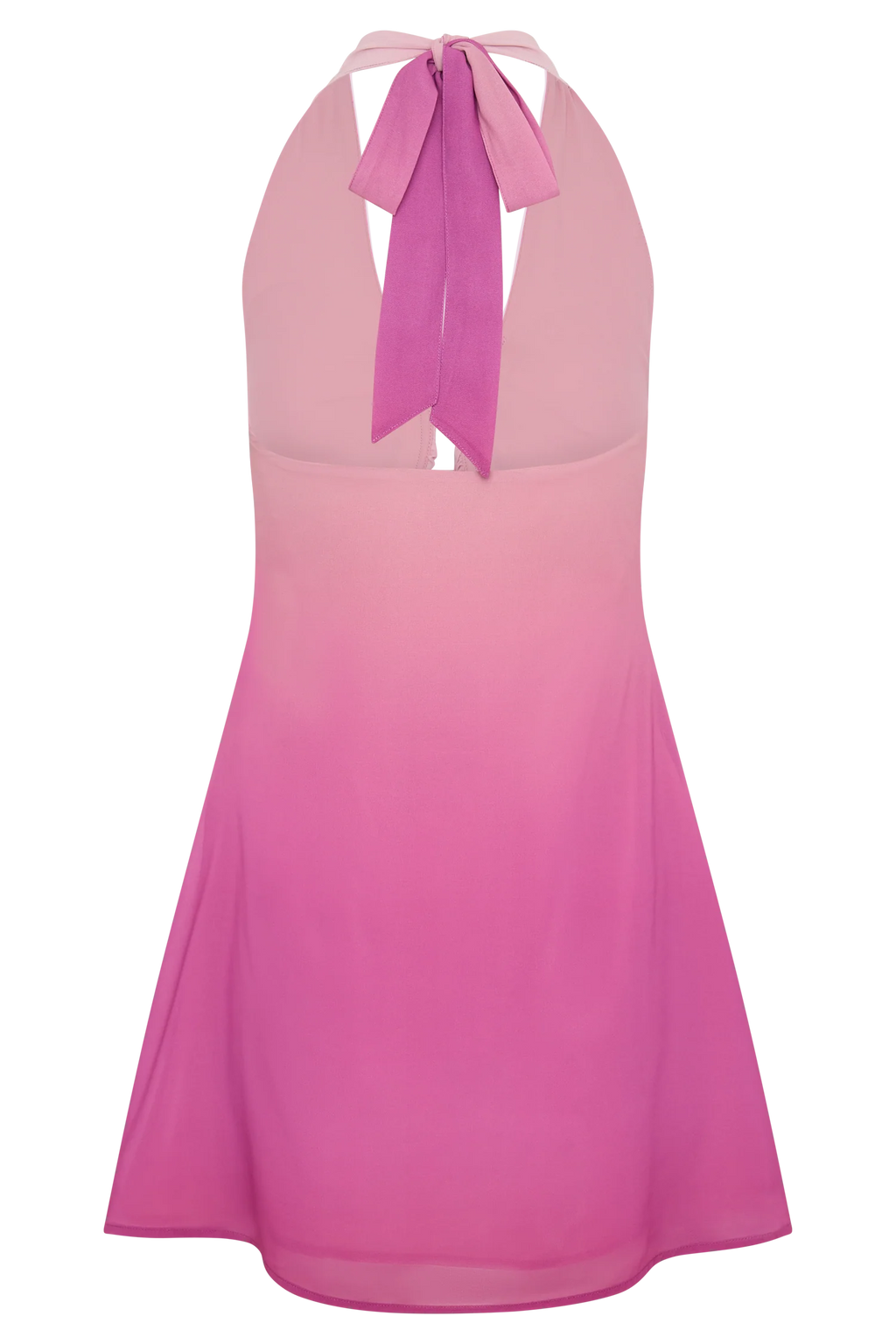 Malakhai Chiffon Halter Mini Dress - Ombre Pink