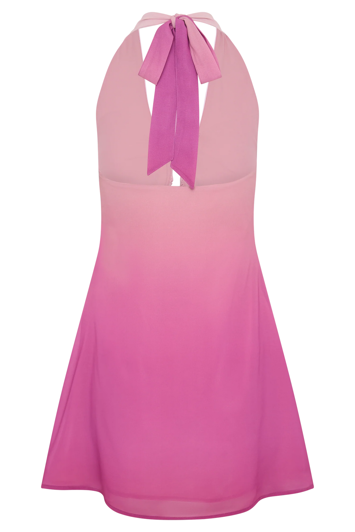 Malakhai Chiffon Halter Mini Dress - Ombre Pink