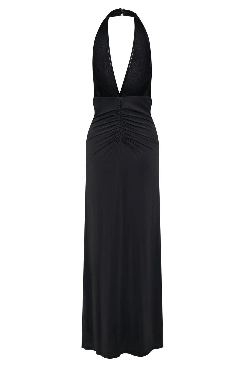 Lien Mesh Velvet Plunge Midi Dress - Black