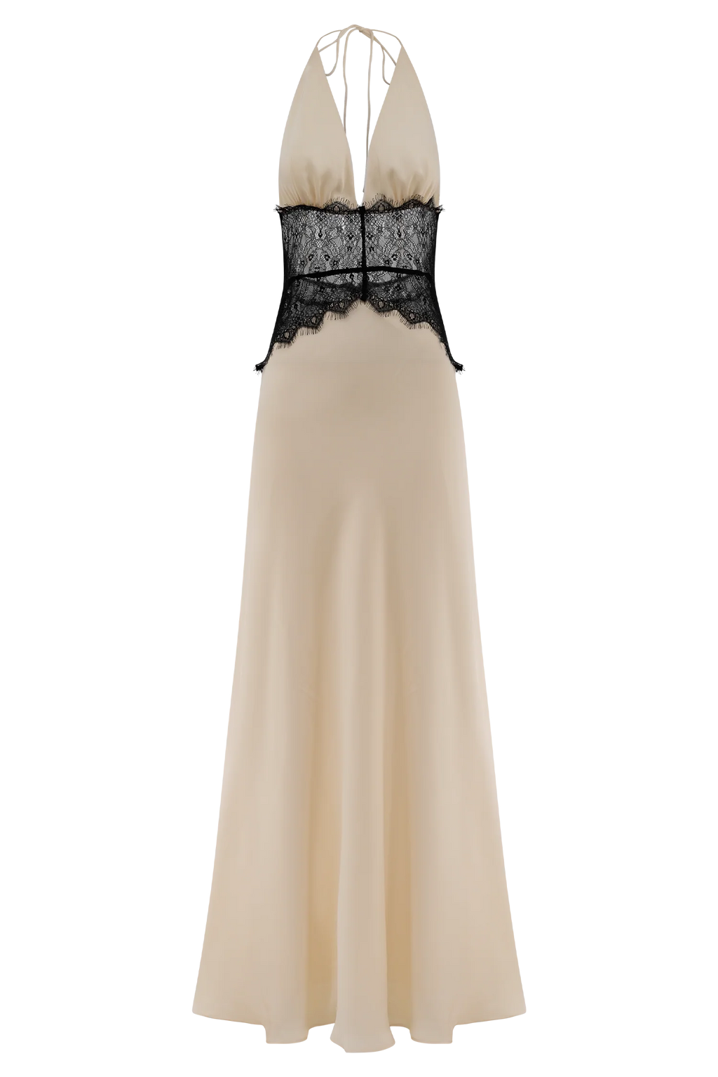 Dinah Lace And Satin Maxi Dress - Black/Ivory