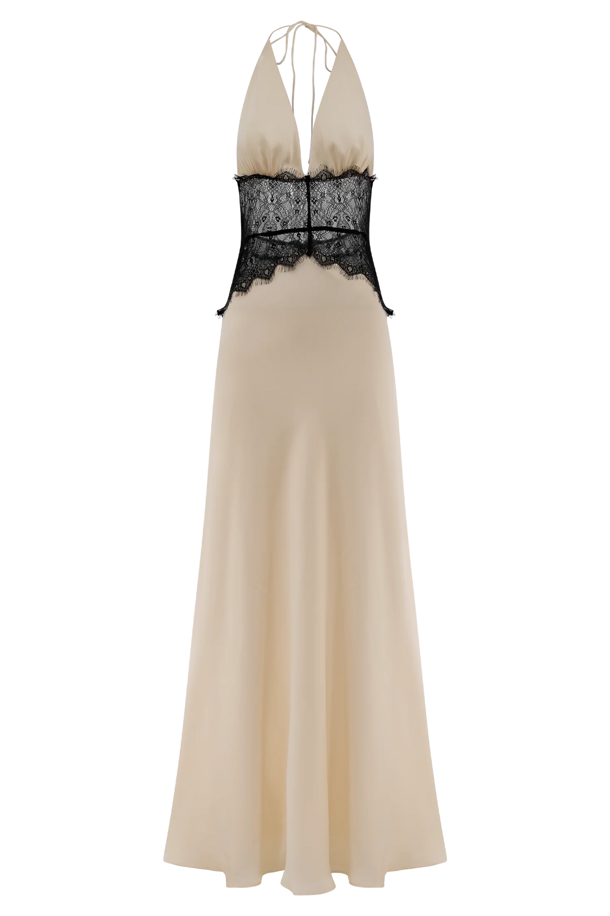 Dinah Lace And Satin Maxi Dress - Black/Ivory