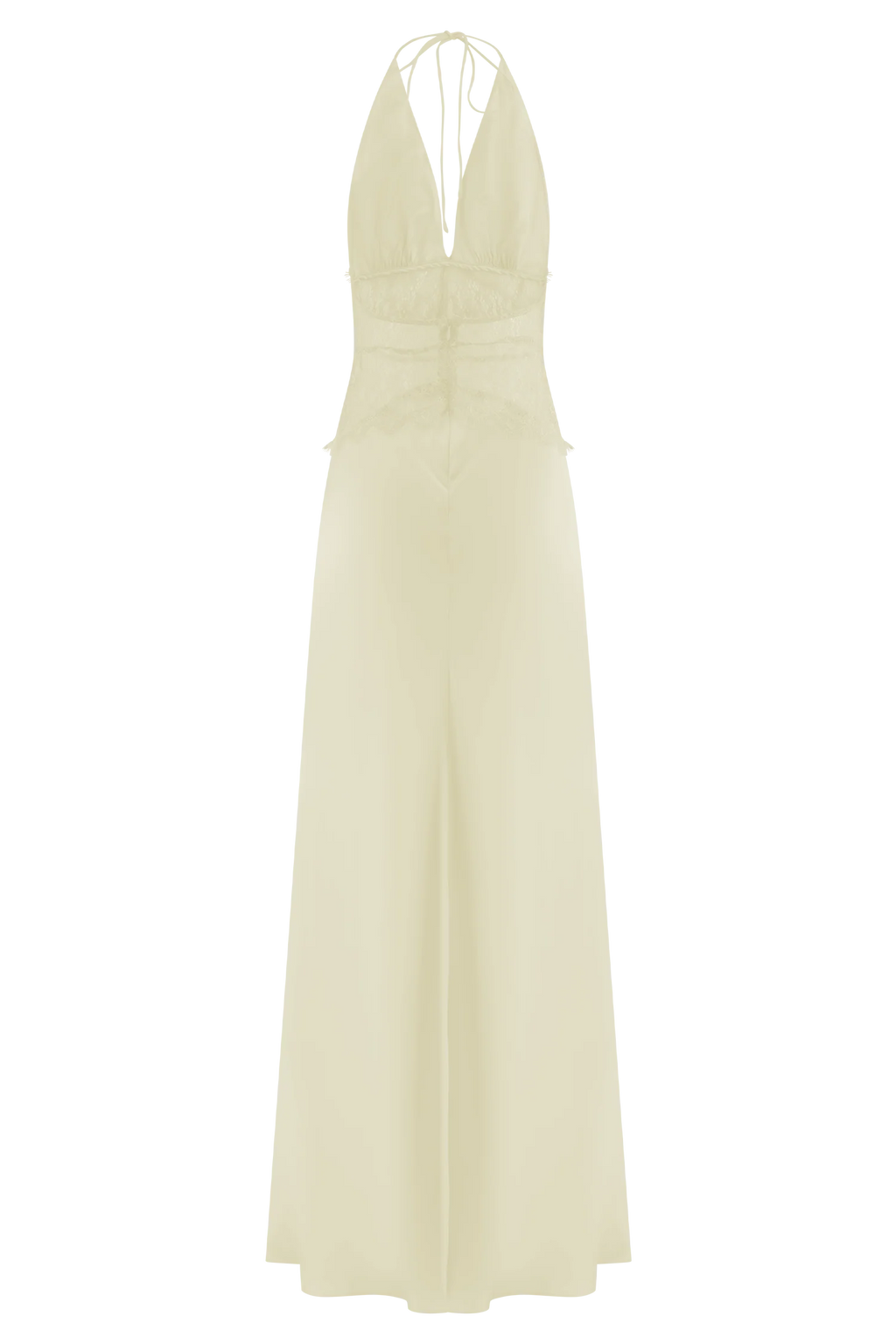 Dinah Lace And Satin Maxi Dress - Lemon