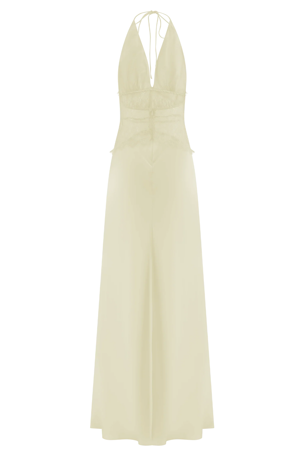 Dinah Lace And Satin Maxi Dress - Lemon