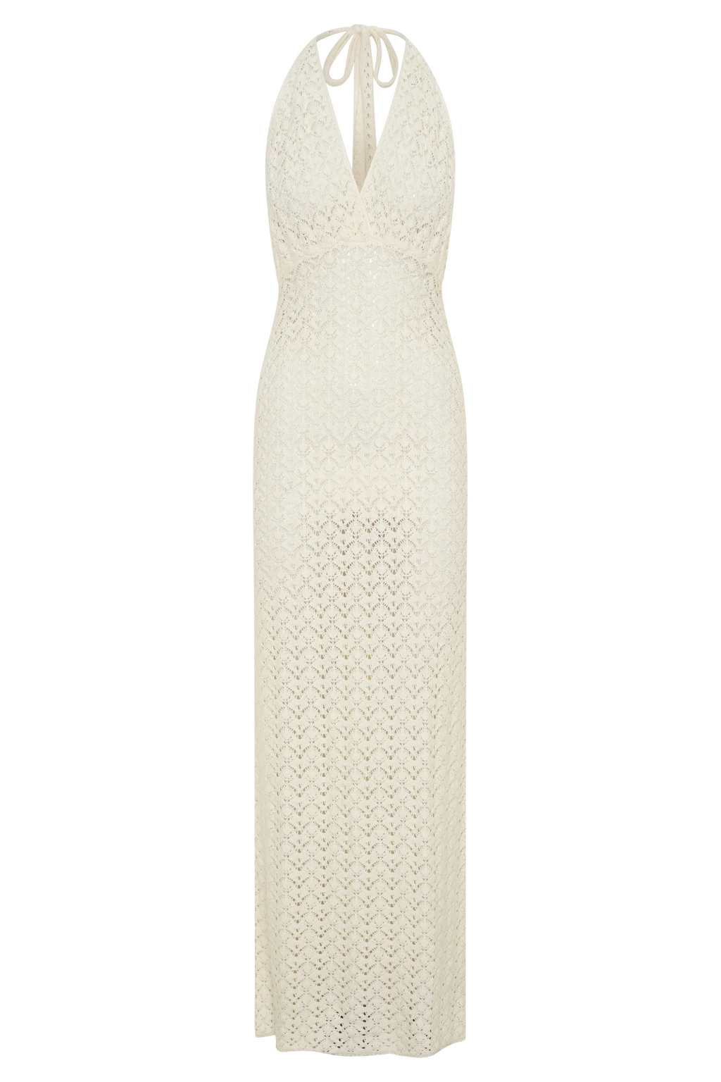 Deeliah Halterneck Crochet Maxi Dress -  Ivory