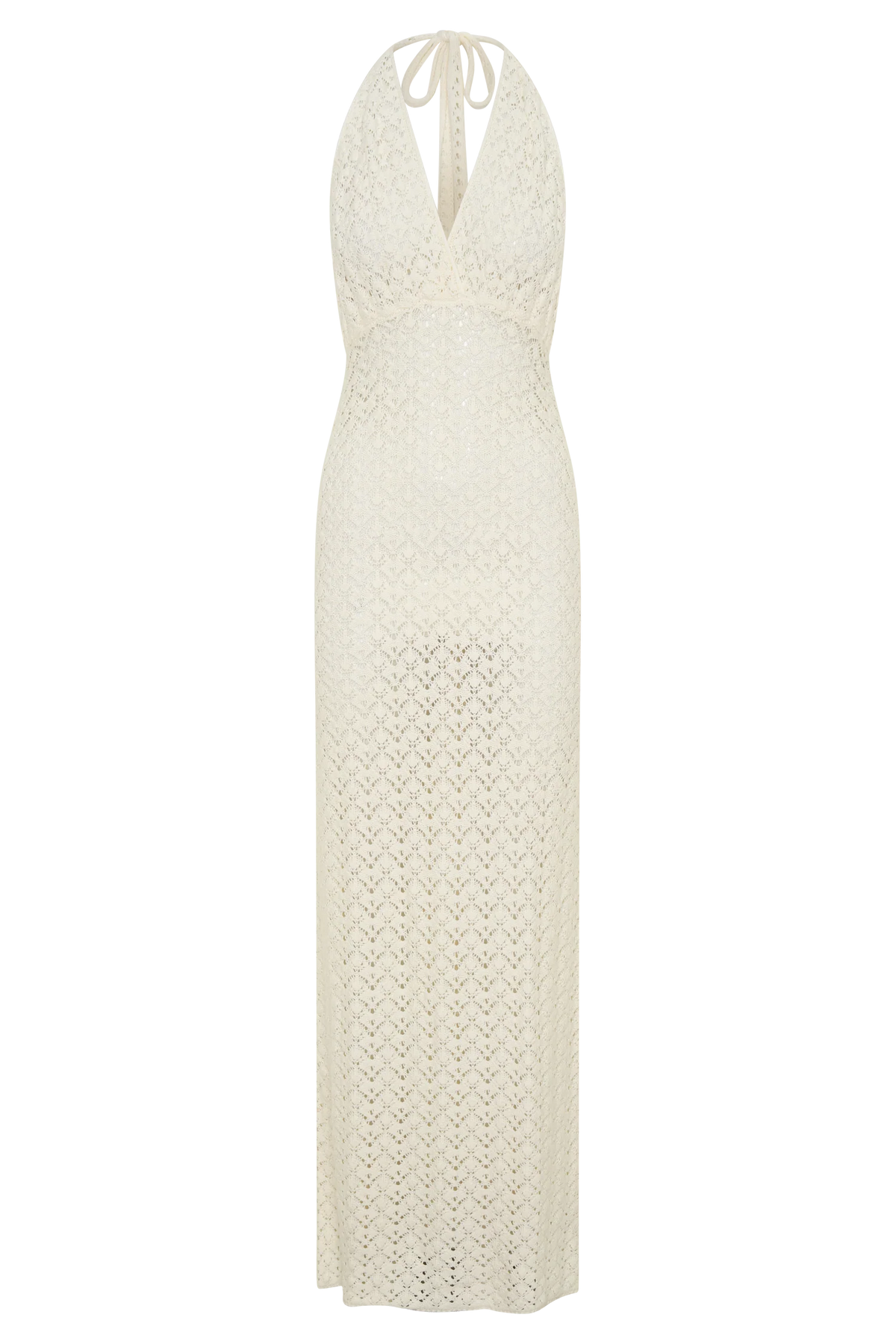 Deeliah Halterneck Crochet Maxi Dress -  Ivory