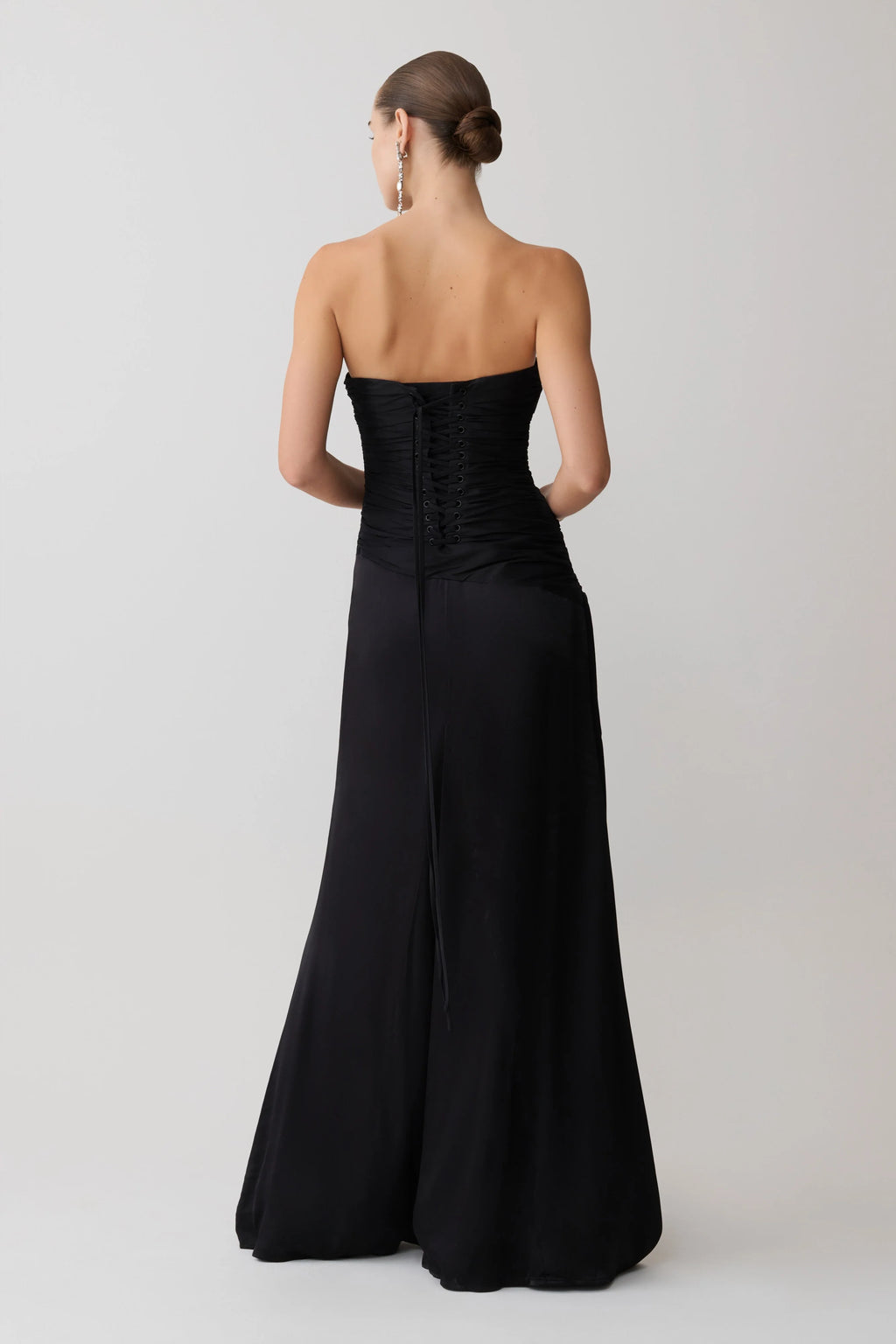 Serena Strapless Taffeta Maxi Dress - Black