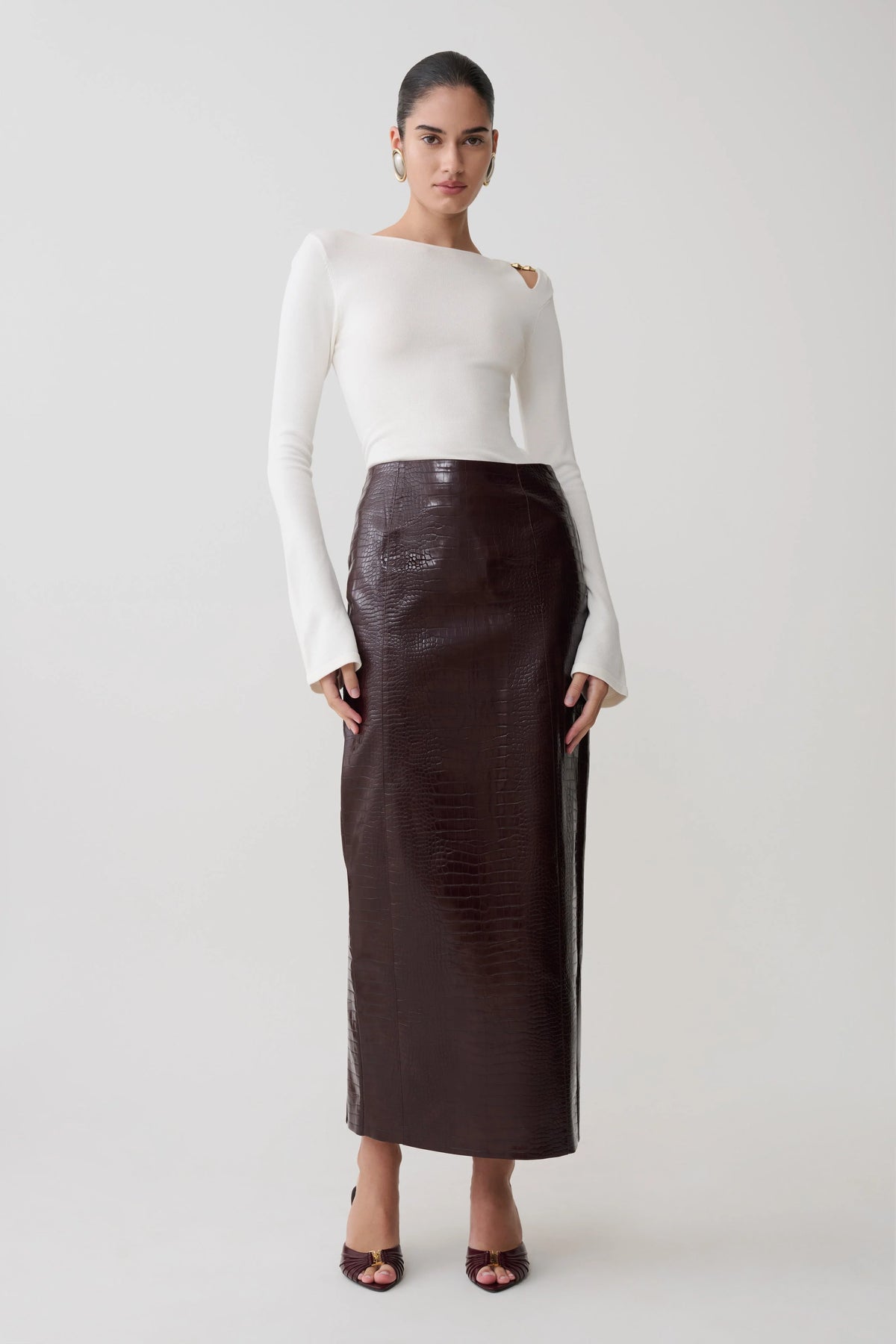 Ricky Knit Long Sleeve Longline Top - Ivory