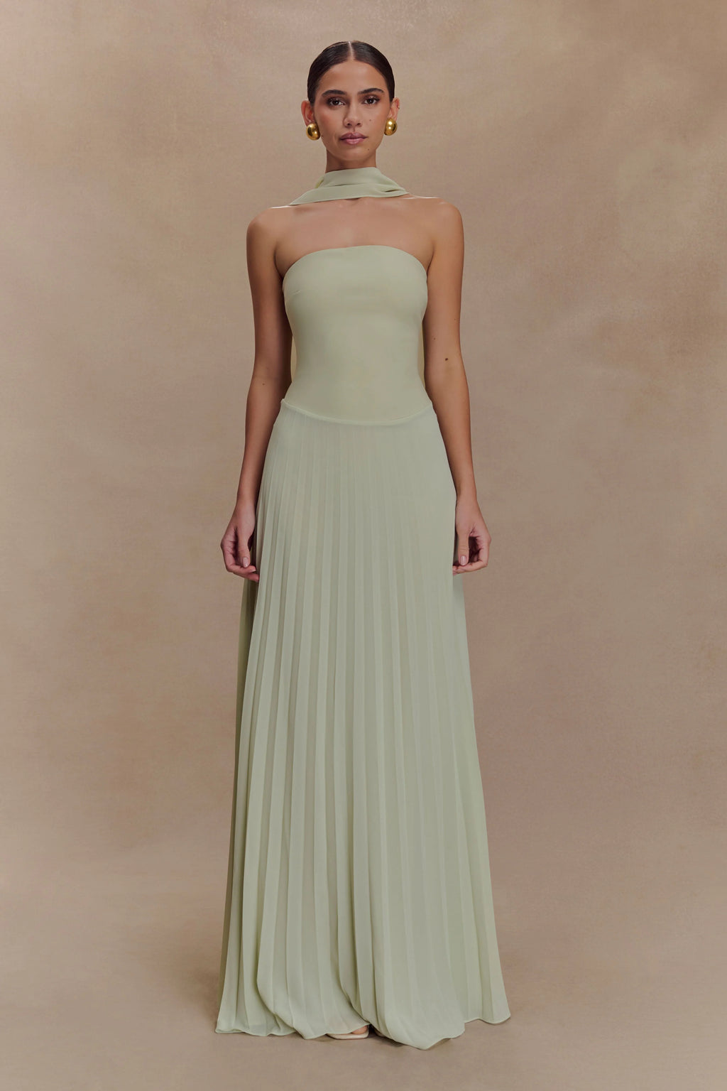 Caira Chiffon Scarf Maxi Dress - Sage