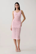 Atlantis Crochet Knit Midi Skirt - Baby Pink