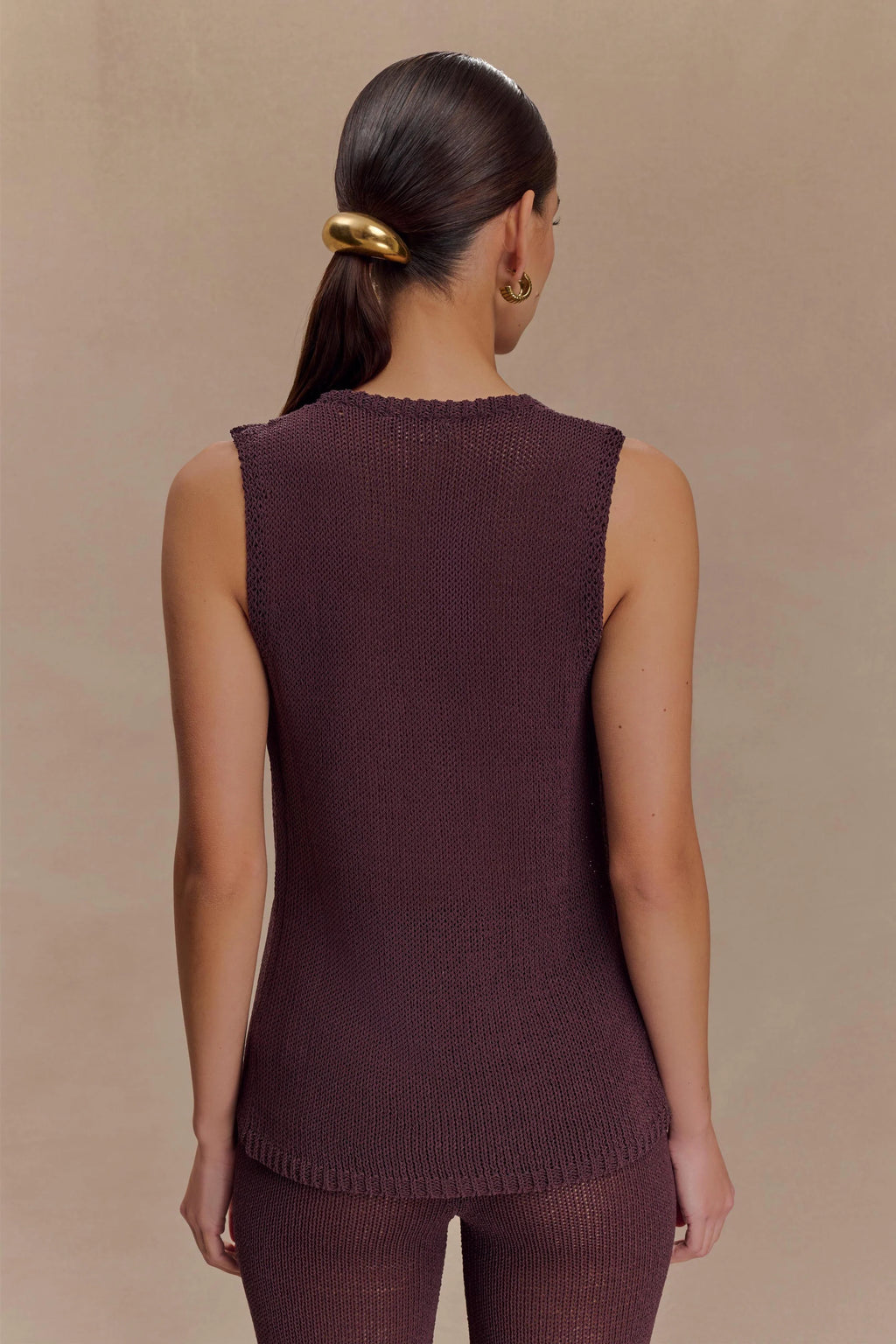Malani Knit Top With Hardware - Chocolate