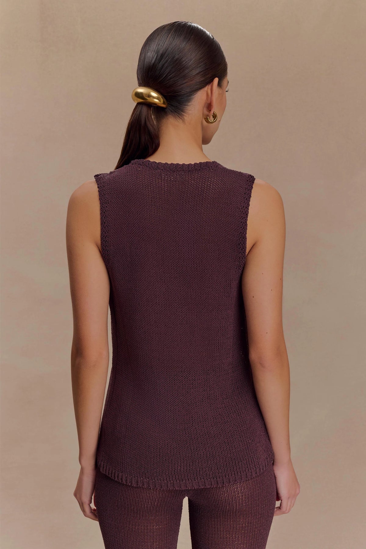 Malani Knit Top With Hardware - Chocolate
