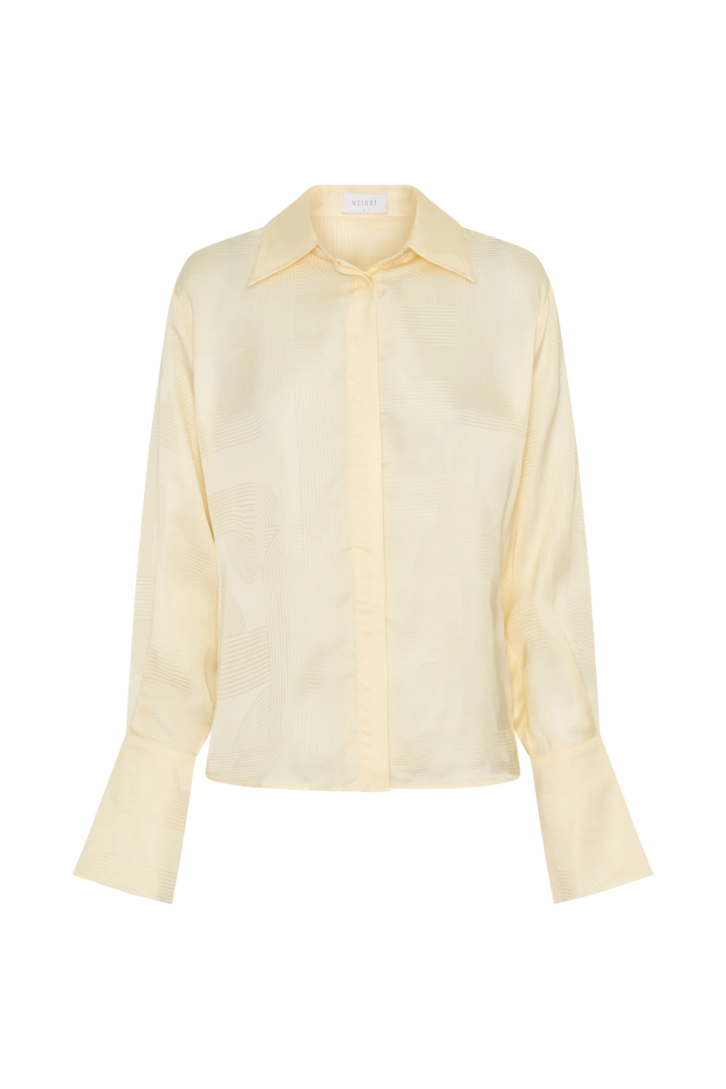 Gia Long Sleeve Satin Shirt - Buttermilk